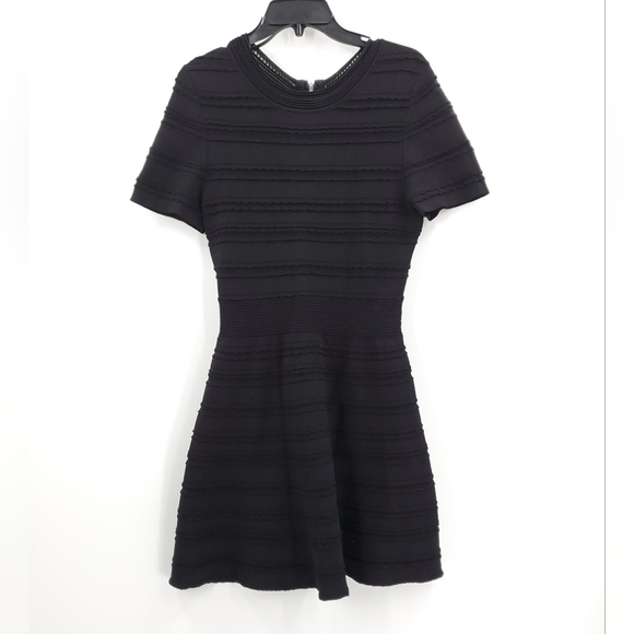 The Kooples Dresses & Skirts - The Kooples Black Textured Fit Flared Dress Size Small